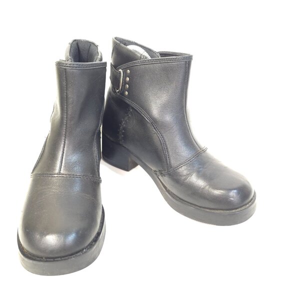 Harley-Davidson Black Leather Ankle Boots Women’s Size 5 Motorcycle Riding Booti - Picture 1 of 13